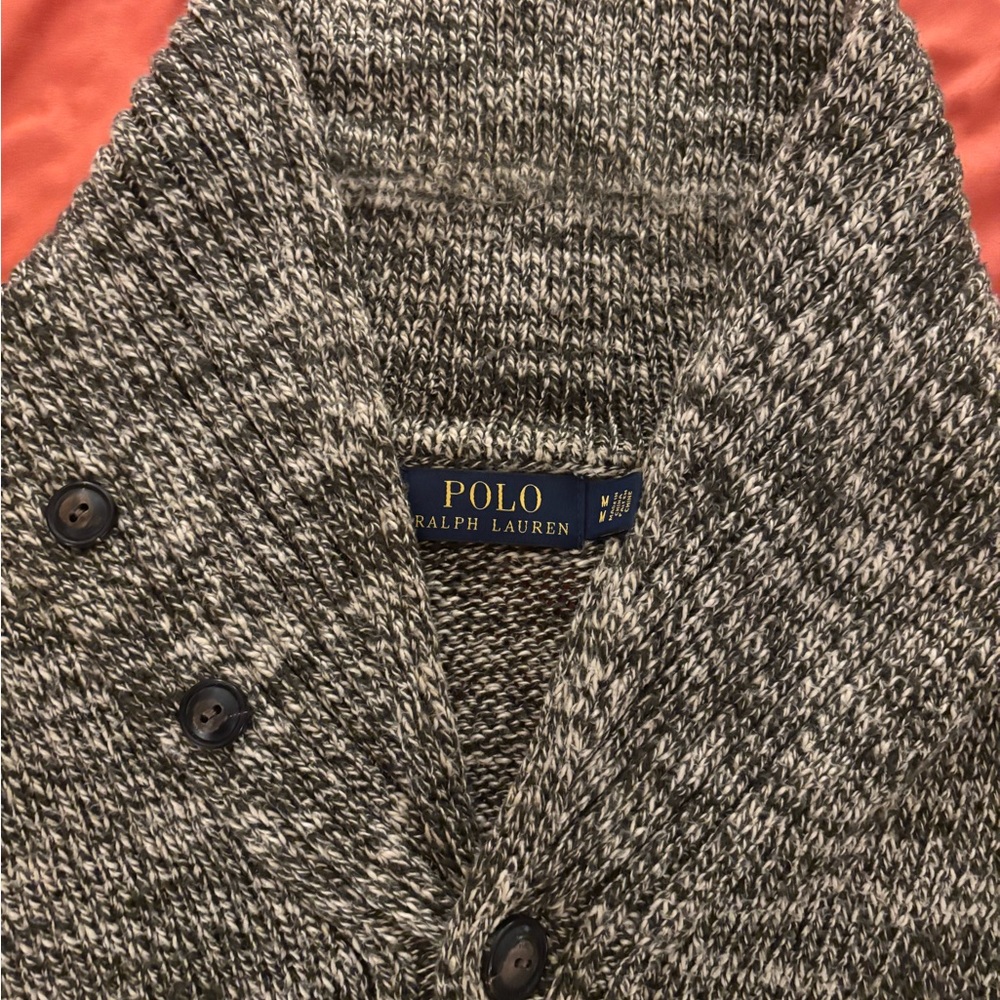 Polo Ralph Lauren Men’s Cardigan Sweater. Blend of tan and brown. Size Med.